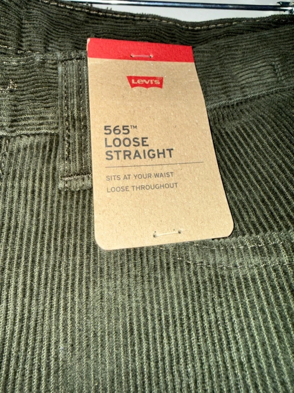 NWT Men's Levi’s Olive Green 565™ Loose Corduroy Jeans - Classic Straight Fit